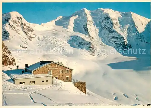 AK / Ansichtskarte Diavolezzahuette_2973m_GR mit Piz Palue 