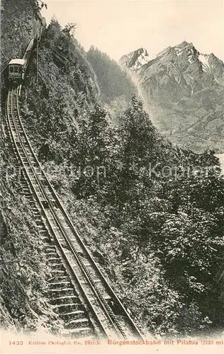 AK / Ansichtskarte Buergenstock_Vierwaldstaettersee Buergenstockbahn mit Pilatus Buergenstock