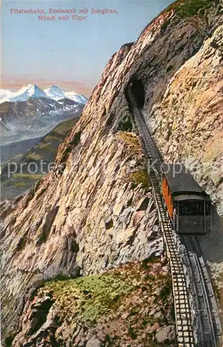 AK / Ansichtskarte Pilatus_Kulm_OW Pilatusbahn Eselwand mit Jungfrau Moench und Eiger 