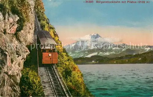 AK / Ansichtskarte Buergenstock_Vierwaldstaettersee Buergenstockbahn mit Pilatus Buergenstock