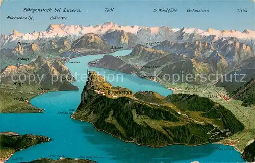 AK / Ansichtskarte Buergenstock_Vierwaldstaettersee Panoramakarte Buergenstock