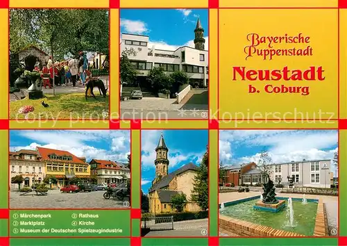AK / Ansichtskarte Neustadt_Coburg Maerchenpark Marktplatz Museum Spielzeugindustrie Rathaus Kirche Wasserspiele Neustadt_Coburg