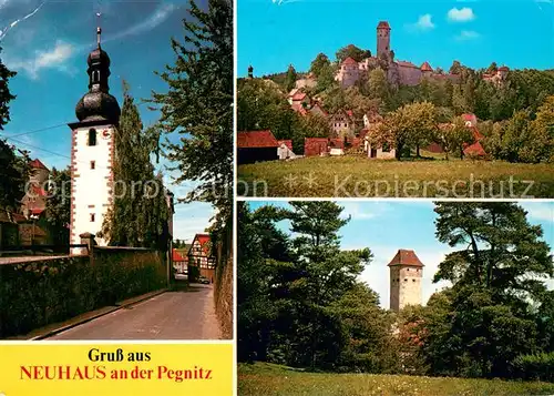 AK / Ansichtskarte Neuhaus_Pegnitz Stadtmauer Kirche Burg Veldenstein Neuhaus Pegnitz