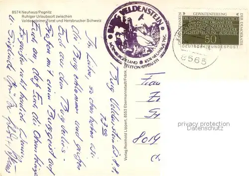 AK / Ansichtskarte Neuhaus_Pegnitz Stadtmauer Kirche Burg Veldenstein Neuhaus Pegnitz