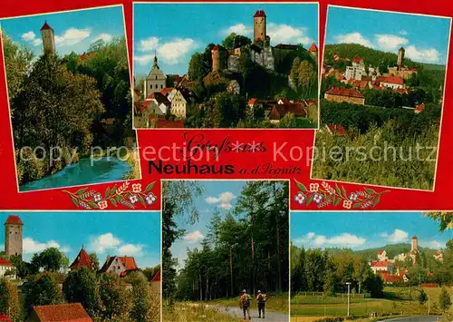 AK / Ansichtskarte Neuhaus_Pegnitz Ansicht mit Burg Veldenstein Waldpartie Neuhaus Pegnitz