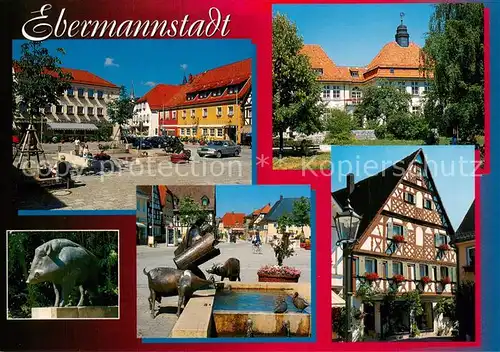 AK / Ansichtskarte Ebermannstadt Marktplatz Brunnen Plastik Fachwerkhaus Ebermannstadt