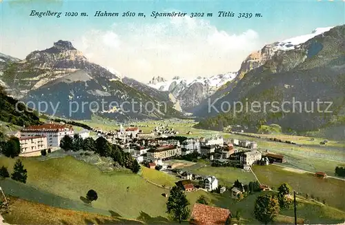 AK / Ansichtskarte Engelberg__OW mit Hahnen Spannoerter und Titlis 