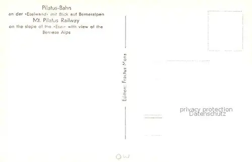 AK / Ansichtskarte Pilatus_Kulm_OW Pilatusbahn an der Eselwand mit Berneralpen 