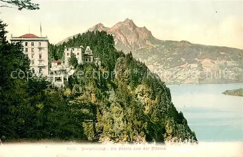 AK / Ansichtskarte Buergenstock_Vierwaldstaettersee mit Buergenstockhotels und Pilatus Buergenstock