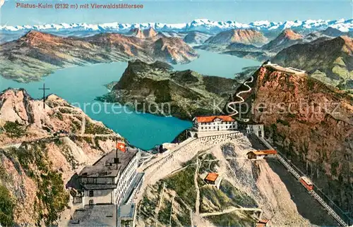 AK / Ansichtskarte Pilatus_Kulm_OW Panorama mit Vierwaldstaettersee 