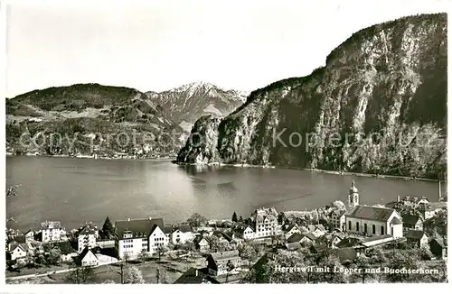 AK / Ansichtskarte Hergiswil_Vierwaldstaettersee mit Lopper und Buochserhorn 