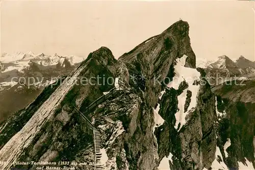 AK / Ansichtskarte Pilatus_Kulm_OW Tomlishorn mit Blick auf Berner Alpen 