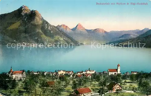 AK / Ansichtskarte Beckenried_Vierwaldstaettersee mit Mythen und Rigi Hochfluh 