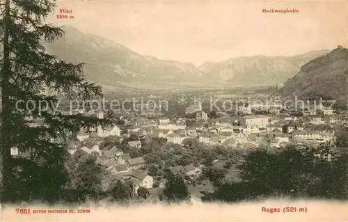 AK / Ansichtskarte Ragaz_Bad_SG Panorama mit Vilan und Hochwangkette 