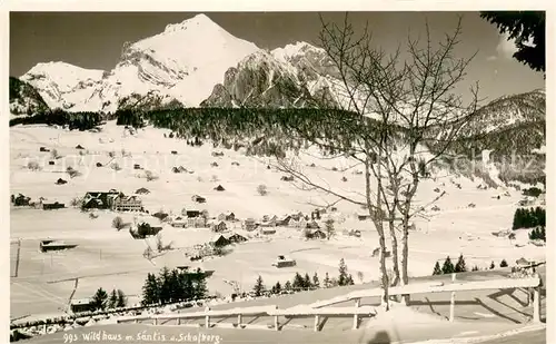 AK / Ansichtskarte Wildhaus__SG mit Saentis und Schafberg 