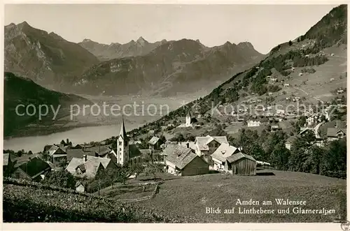 AK / Ansichtskarte Amden_SG Blick auf Linthebene und Glarneralpen Amden_SG