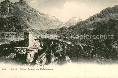 AK / Ansichtskarte Maloja_GR Schloss Renesse und Malojastrasse Maloja_GR