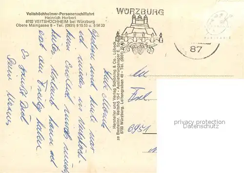 AK / Ansichtskarte Veitshoechheim Partie am Main Fahrgastschiff Schloss Denkmal Veitshoechheim