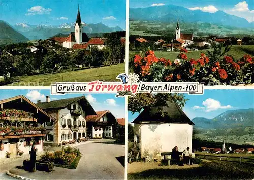 AK / Ansichtskarte Toerwang Ortsansicht mit Kirche Alpenblick Zentrum Toerwang
