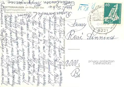 AK / Ansichtskarte Tettenhausen Waginger See Fliegeraufnahme Badestrand Segeln Schlauchboot Hotel Gasthof Tettenhausen