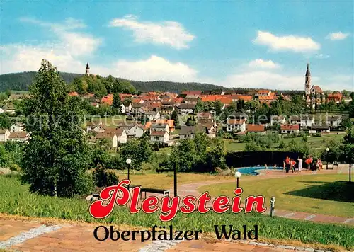 AK / Ansichtskarte Pleystein Ortsansicht mit Kirche Parkanlagen Pleystein