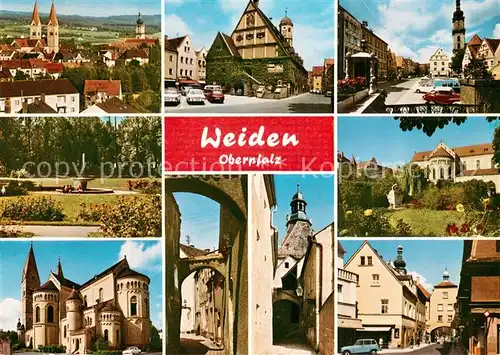 AK / Ansichtskarte Weiden_Oberpfalz Stadtpanorama Rathaus Marktplatz Kirche Altstadt Weiden Oberpfalz