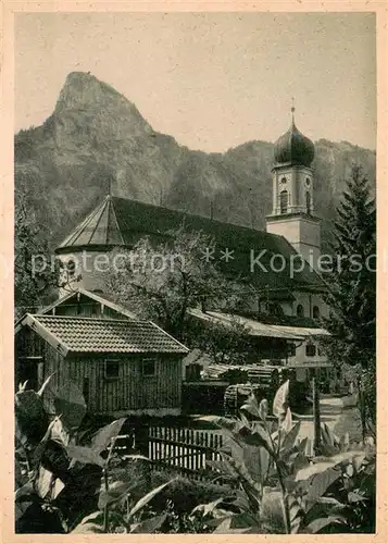 AK / Ansichtskarte Oberammergau Kirche mit Kofel Oberammergau