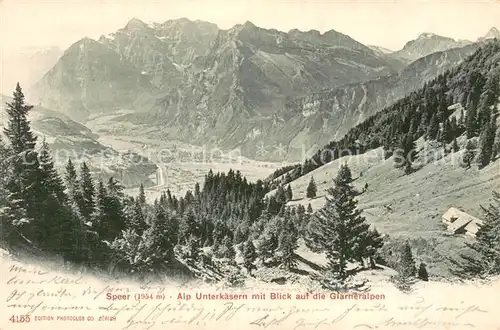 AK / Ansichtskarte Speer_1954m_Toggenburg_SG Alp Unterkaesern mit Blick auf die Glarneralpen 
