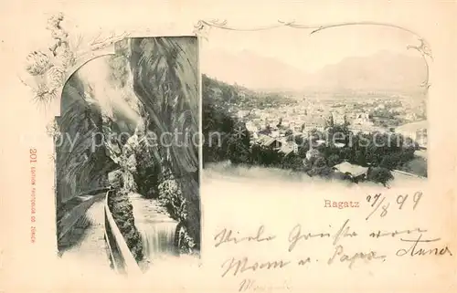 AK / Ansichtskarte Ragaz_Bad_SG Wasserfall Panorama 