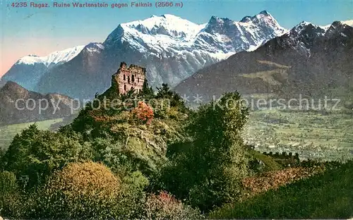 AK / Ansichtskarte Ragaz_Bad_SG Ruine Wartenstein gegen Falknis 