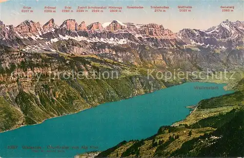 AK / Ansichtskarte Walenstadt mit Churfirsten und Walensee Walenstadt