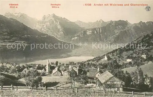 AK / Ansichtskarte Amden_SG mit Walensee und Glarneralpen Amden_SG