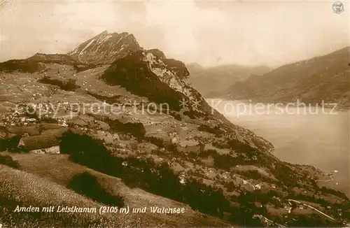 AK / Ansichtskarte Amden_SG mit Leistkamm und Walensee Amden_SG