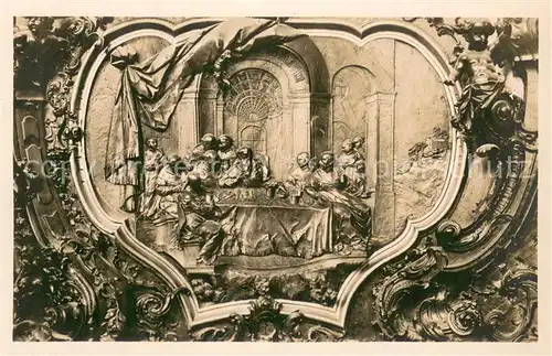 AK / Ansichtskarte St_Gallen_SG Darstellungen aus dem Leben des hl Benedikt Details der Chorstuehle in der Stiftskirche St_Gallen_SG