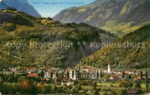 AK / Ansichtskarte Ragaz_Bad_SG Panorama mit Taminaschlucht 