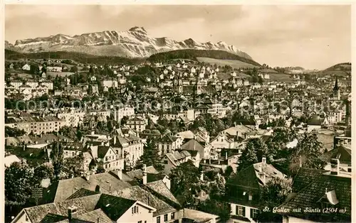 AK / Ansichtskarte St_Gallen_SG Panorama mit Saentis St_Gallen_SG