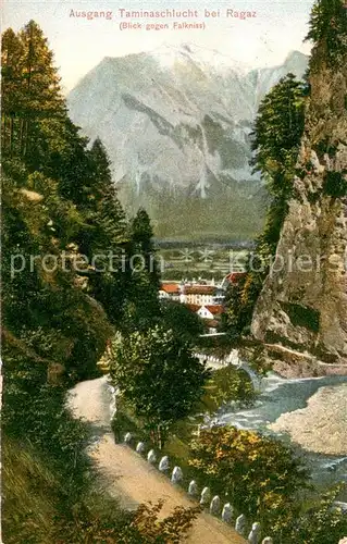 AK / Ansichtskarte Ragaz_Bad_SG Ausgang Taminaschlucht mit Falknissblick 
