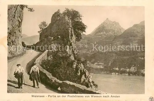 AK / Ansichtskarte Walensee_Wallensee_SG Partie an der Poststrasse von Weesen nach Amden 