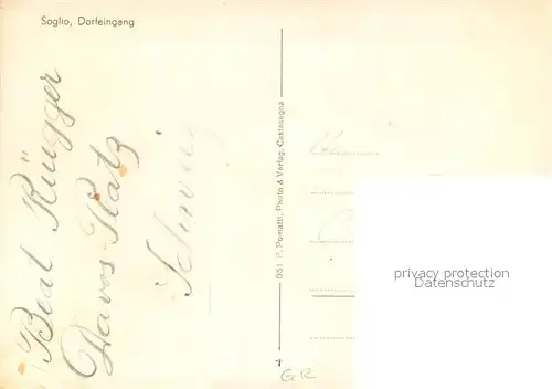 AK / Ansichtskarte Soglio Dorfeingang Kirchturm Soglio