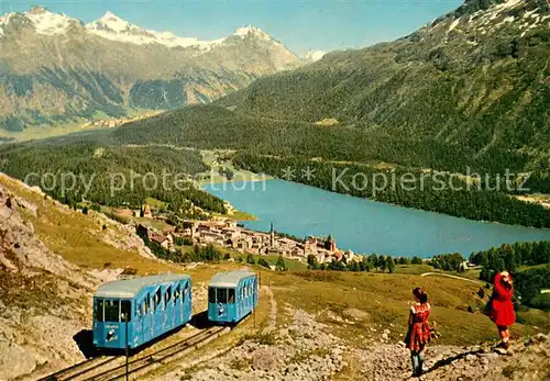 AK / Ansichtskarte St_Moritz_GR Corviglia Bahn mit Piz Languard St_Moritz_GR