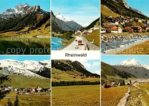 AK / Ansichtskarte Rheinwald_GR Sufers mit Teurihorn Spluegen mit Einshorn Nufenen Medels Hinterrhein mit Zapportgletscher 