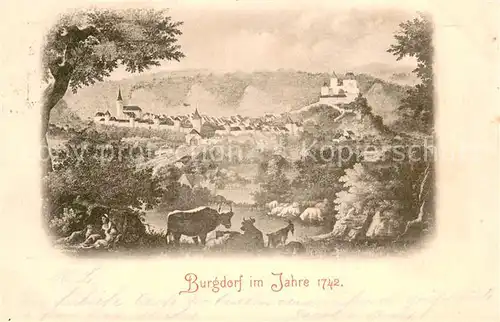 AK / Ansichtskarte Burgdorf_BE Panorama mit Schloss Burgdorf 