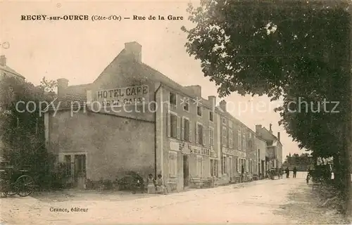 AK / Ansichtskarte Recey sur Ource Rue de la Gare Hotel Cafe de la Gare Recey sur Ource