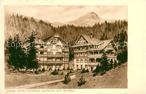 AK / Ansichtskarte Arosa_GR Hotel Pension Tanneck und Silesia Arosa_GR