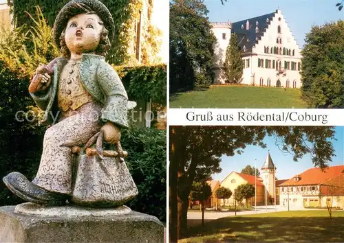 AK / Ansichtskarte Roedental Entstehungsort der Hummelfiguren Wandersbursch Hummelwerk Schloss Rosenau Domaene Roedental