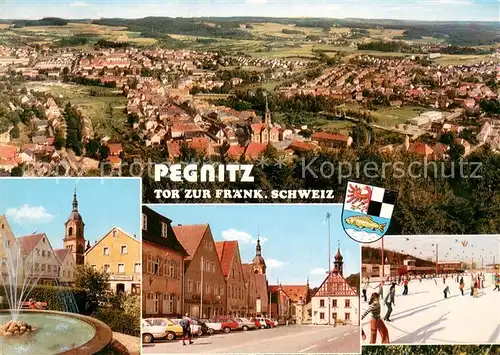 AK / Ansichtskarte Pegnitz Stadtpanorama Ortszentrum Brunnen Eislaufbahn Pegnitz