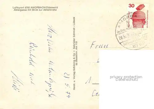 AK / Ansichtskarte Amorbach_Miltenberg Abteigasse mit Blick zur Abteikirche 