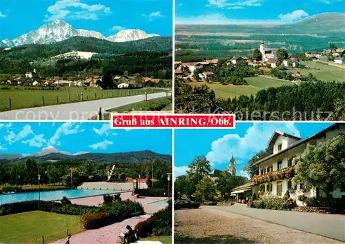AK / Ansichtskarte Ainring Panorama Alpen Freibad Hotel Ainring