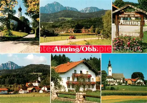 AK / Ansichtskarte Ainring Ansicht mit Kirche Landschaft Alpen Ainring