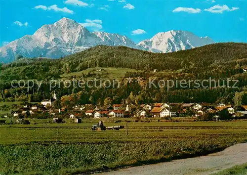 AK / Ansichtskarte Ainring Gesamtansicht Blick zu Staufen und Zwiesel Alpen Ainring